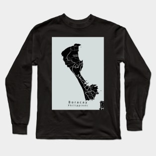 Boracay Philippines Island Map dark Long Sleeve T-Shirt